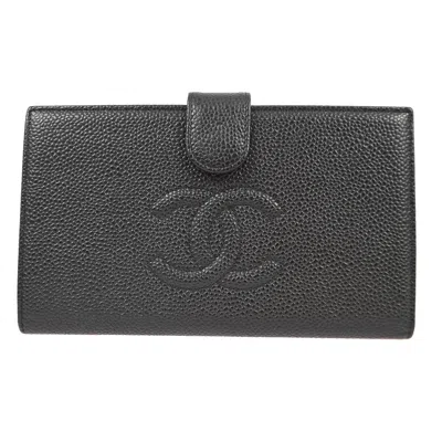 Pre-owned Chanel Timeless Cc French Wallet Caviar Black Leather Wallets Accessory ()