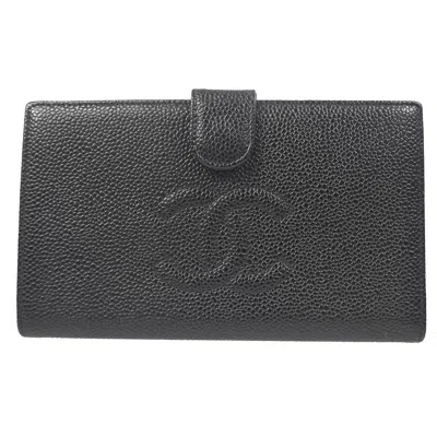 Pre-owned Chanel Timeless Cc French Wallet Caviar Black Leather Wallets Accessory ()