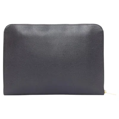 Pre-owned Chanel Timeless Cc Portfolio Pouch Leather Embossed Tech Accessories Clutch Bag In Black