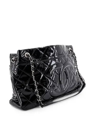 Pre-owned Chanel Timeless Cc Soft Quilted Patent Large Tote Bag In Black