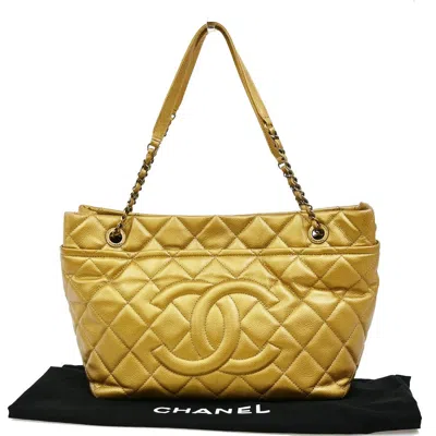 Pre-owned Chanel Timeless Cc Soft Tote Calfskin Calfskin Shoulder Bag Bag () In Gold