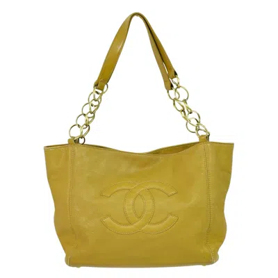 Pre-owned Chanel Timeless Chain Tote Caviar Leather Bag () In Sand