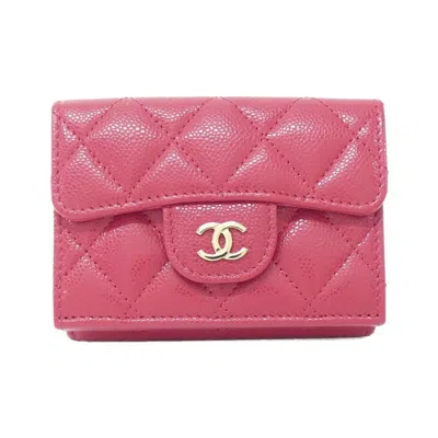 Pre-owned Chanel Timeless Classic Caviar Skin Wallet In Pink