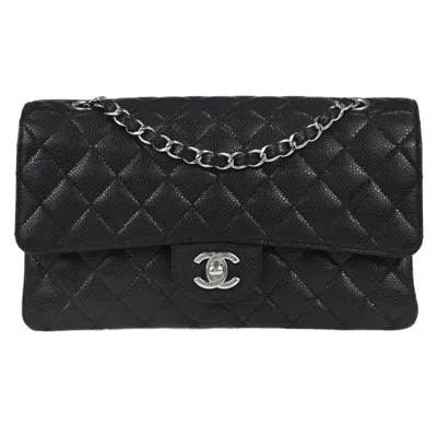 Pre-owned Chanel Timeless - Classic Double Flap Quilted Caviar Black Calfskin Shoulder Bag Bag ()
