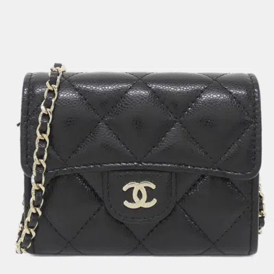 Pre-owned Chanel Timeless Classic Line Chain Clutch In Black