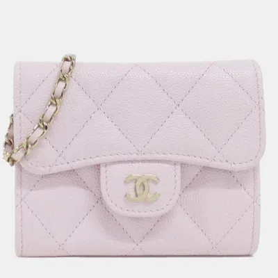 Pre-owned Chanel Timeless Classic Line Chain Pink Calf Leather Clutch