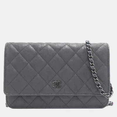 Pre-owned Chanel Timeless Classic Line Chain Wallet In Black