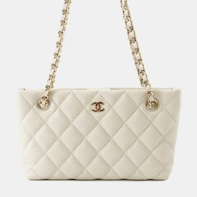 Pre-owned Chanel Timeless Classics Line Chain Clutch Bag Light Gray Caviar Leather In Grey