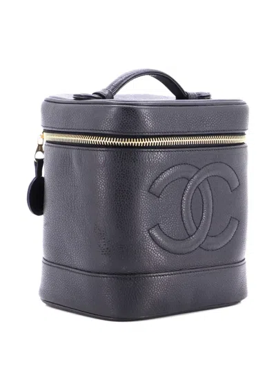 Pre-owned Chanel Timeless Cosmetic Case Caviar Tall Pouch In Black