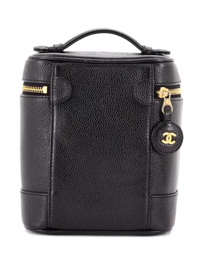 Pre-owned Chanel Timeless Cosmetic Case Caviar Tall Pouch In Black