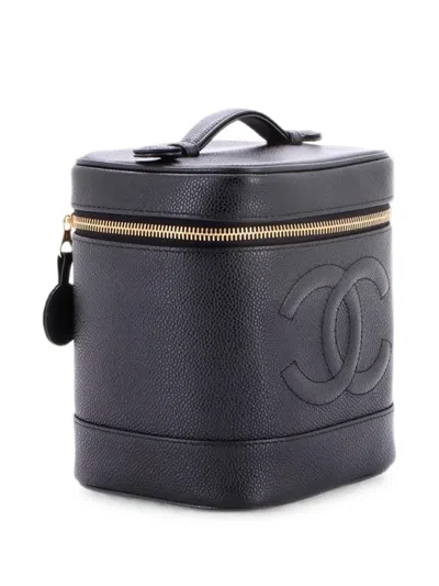 Pre-owned Chanel Timeless Cosmetic Case Caviar Tall Pouch In Black