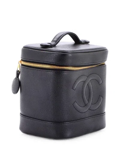 Pre-owned Chanel Timeless Cosmetic Case Caviar Tall Pouch In Black
