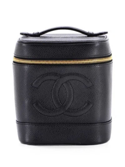 Pre-owned Chanel Timeless Cosmetic Case Caviar Tall Pouch In Black