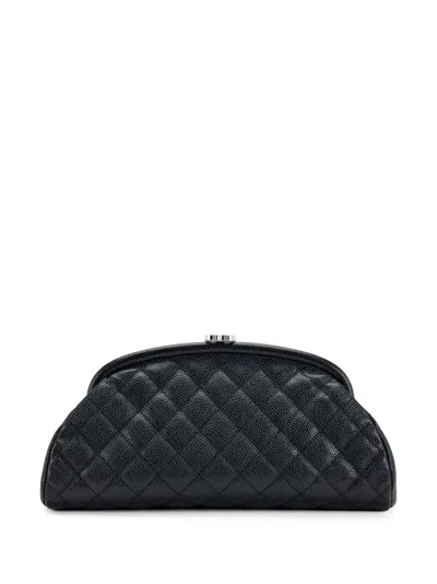 Pre-owned Chanel Timeless Diamond-quilted Clutch Bag In Black