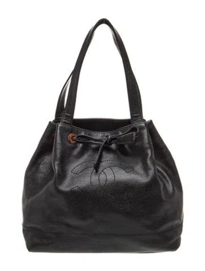 Pre-owned Chanel Timeless Drawstring Tote In Black