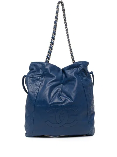 Pre-owned Chanel Timeless Faux-drawstring Tote Bag In Blue