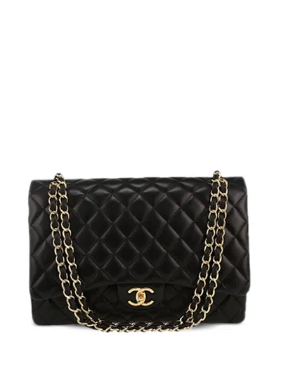 Pre-owned Chanel Timeless Maxi Jumbo Shoulder Bag In Black