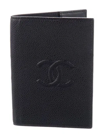 Pre-owned Chanel Timeless Passport Holder In Black