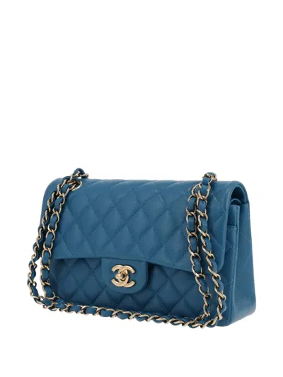 Pre-owned Chanel Timeless Petit Quilted Grained Shoulder Bag In Blue