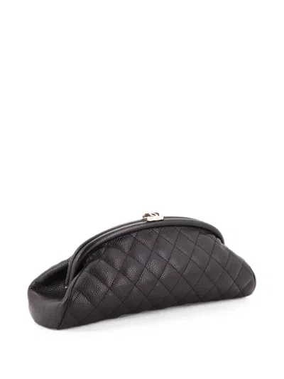 Pre-owned Chanel Timeless Quilted Caviar Clutch Bag In Black