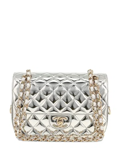 Pre-owned Chanel Timeless Quilted Chain-strap Cross Body Bag In Silver