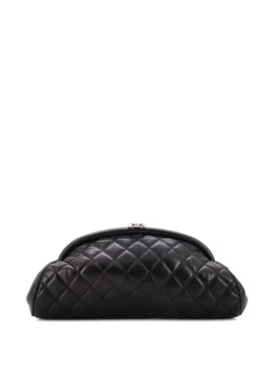 Pre-owned Chanel Timeless Quilted Lambskin Clutch Bag In Black
