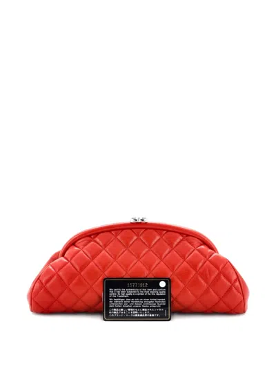 Pre-owned Chanel Timeless Quilted Lambskin Clutch Bag In Red
