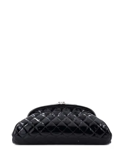 Pre-owned Chanel Timeless Quilted Patent Clutch Bag In Black