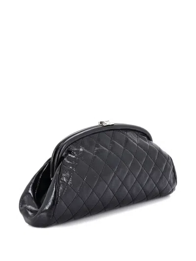 Pre-owned Chanel Timeless Quilted Patent Clutch Bag In Black