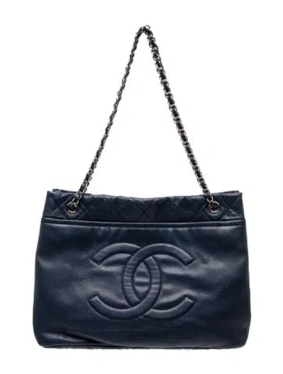 Pre-owned Chanel Timeless Soft Shopper In Blue