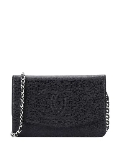 Pre-owned Chanel Timeless Wallet On Chain Caviar Crossbody Bag In Black