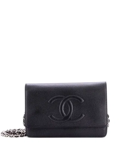 Pre-owned Chanel Timeless Wallet On Chain Caviar Crossbody Bag In Black