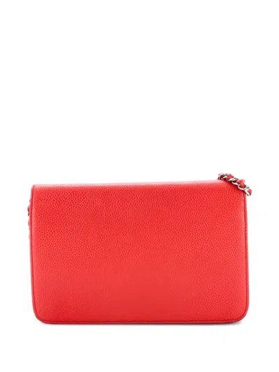 Pre-owned Chanel Timeless Wallet On Chain Caviar Crossbody Bag In Red