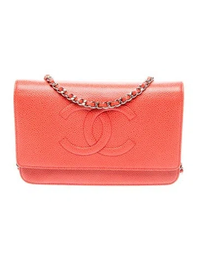 Pre-owned Chanel Timeless Wallet On Chain In Red