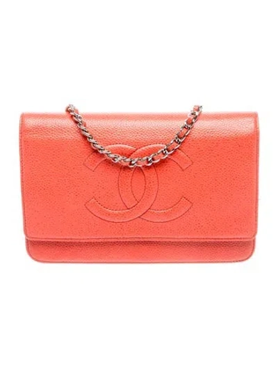 Pre-owned Chanel Timeless Wallet On Chain In Red