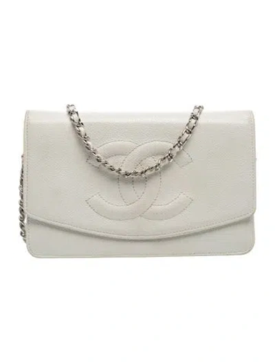 Pre-owned Chanel Timeless Wallet On Chain In White