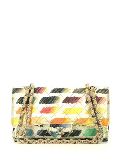 Pre-owned Chanel Timeless Watercolour-print Shoulder Bag In White