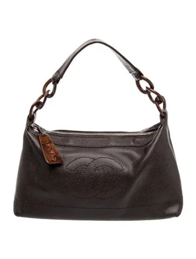 Pre-owned Chanel Timeless Wood Chain Shoulder Bag In Brown
