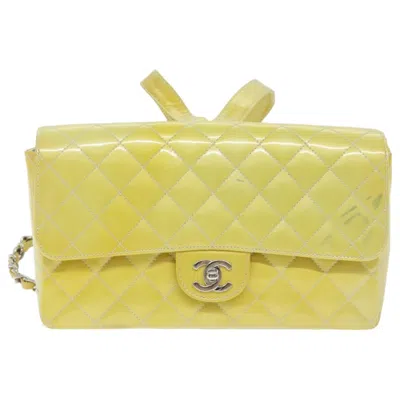Pre-owned Chanel Timeless Yellow Patent Leather Backpack Bag ()