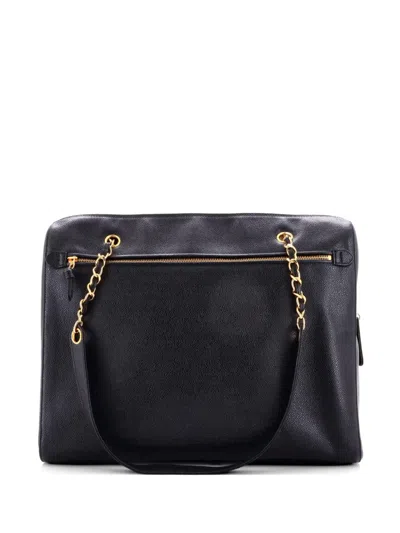 Pre-owned Chanel Timeless Zip Tote Caviar Large Shoulder Bag In Black
