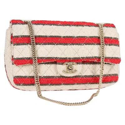 Pre-owned Chanel Timeless/classique Cotton Shoulder Bag () In Sand