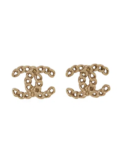 Pre-owned Chanel Tone Cc Earrings In Gold