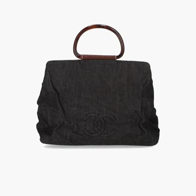 Pre-owned Chanel Top Handle Denim Tortoise Handbag