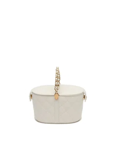 Pre-owned Chanel Top Handle Picnic Basket Bag In White