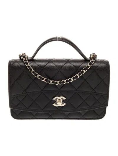 Pre-owned Chanel Top Handle Wallet On Chain W/ Tags In Black