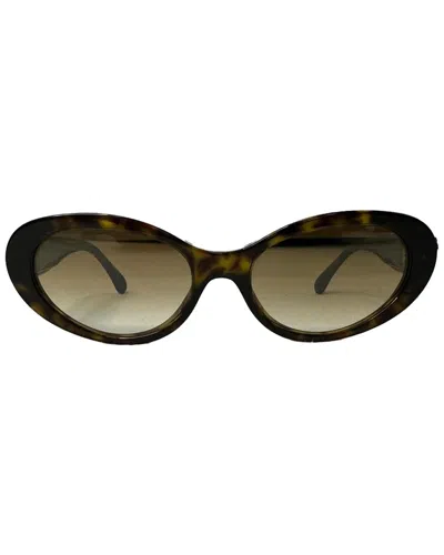 Chanel Tortoise Chain-embellished Oval Sunglasses (authentic Pre-loved) In Purple