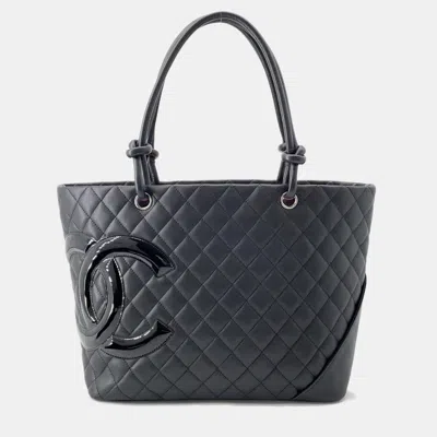 Pre-owned Chanel Tote Bag Cambon Line Large Coco Mark Leather Black