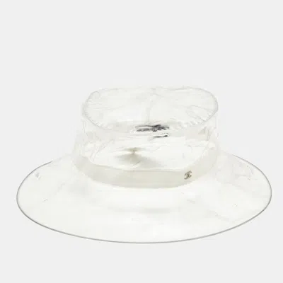 Pre-owned Chanel Transparent Rain Boater Hat L