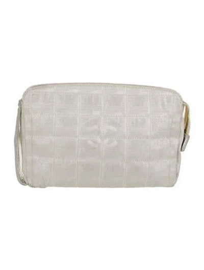 Pre-owned Chanel Travel Ligne Cosmetic Pouch In Silver