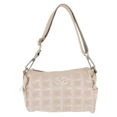 Pre-owned Chanel Travel Line Barrel Bag Nylon Nylon Shoulder Bag Bag () In Sand